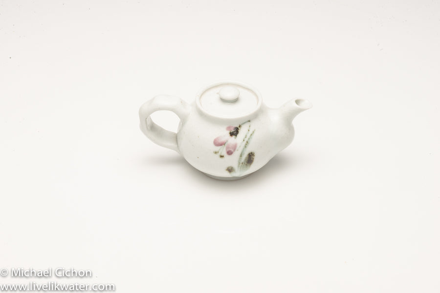 2 Cup Korean Tea Set-white with flower design